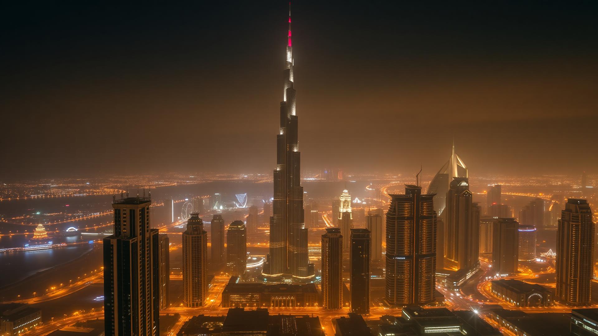 Dubai skyline at night